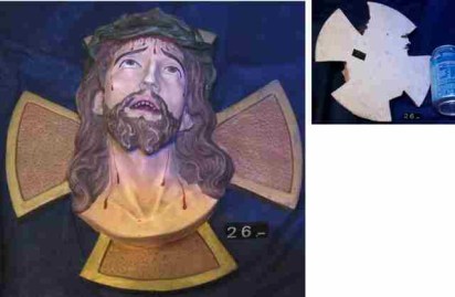 26 PLACA CRISTO EN CRUZ MARMOLINA PINTADA